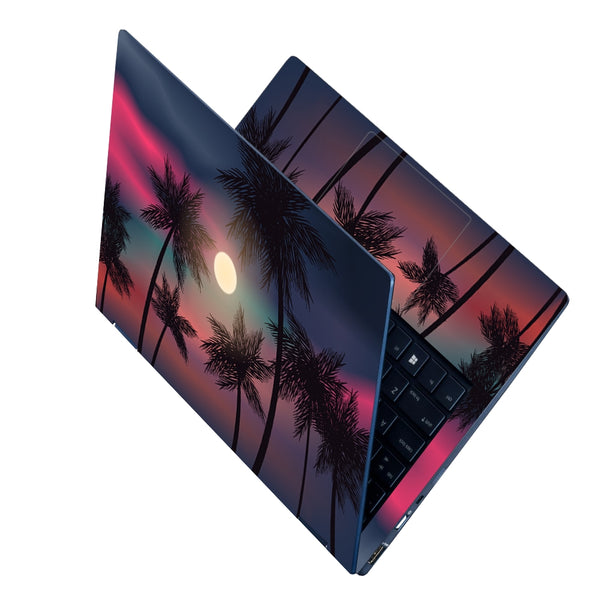 Laptop Skin - Colorful Background With Palm Silhouettes