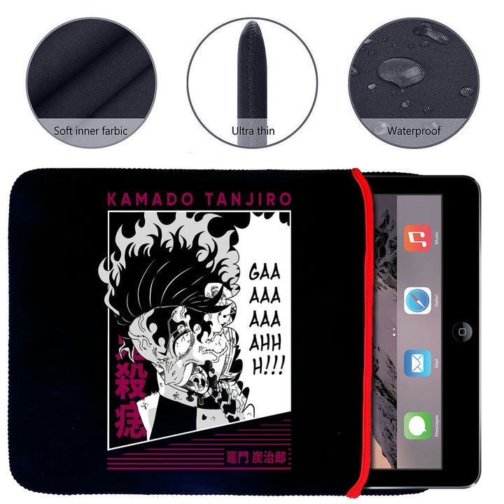 Printed Neoprene Reversible Laptop & Tablet Sleeve - Anime Tanjiro DS2