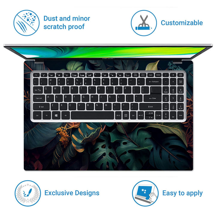 Laptop Skin - Leaf Pattern Illustration Plant Backdrop