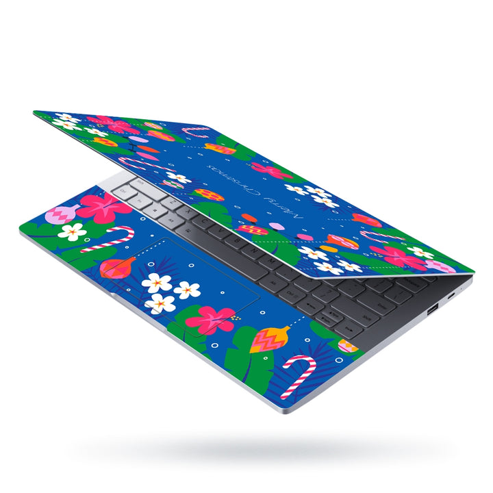 Laptop Skin - Flat Summer Christmas Illustration Cyan