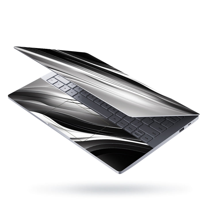 Laptop Skin - Black and White Background Wavy Pattern