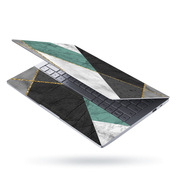 Laptop Skin - Golden Line on Marble Design