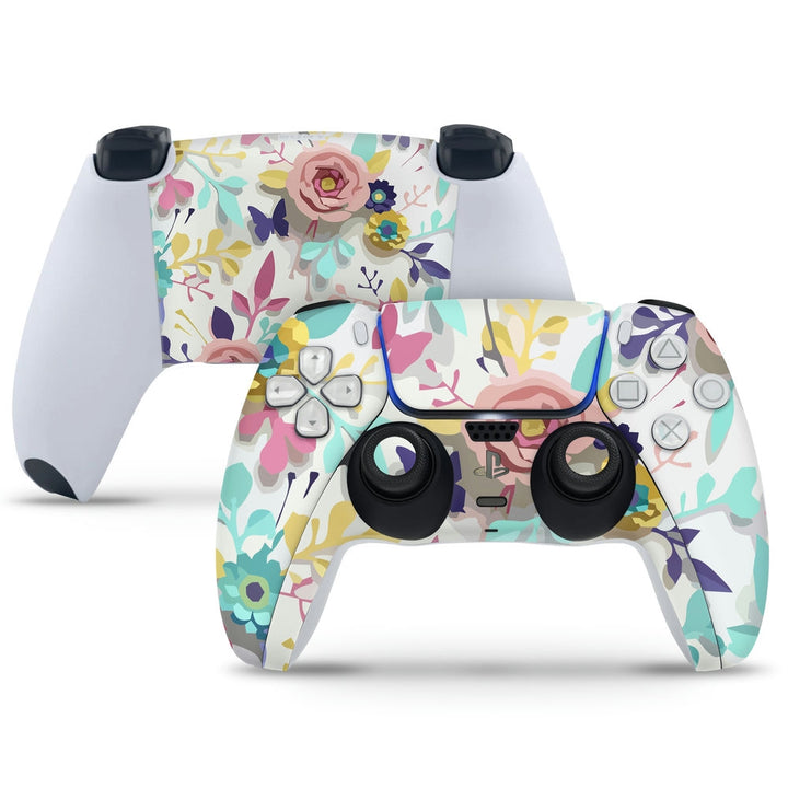 PS5 Controller Skin - Embossed Pink Flower Art