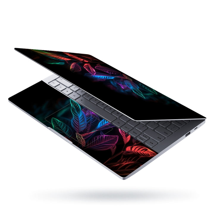 Laptop Skin - Colourfull Neon Leaf on Black