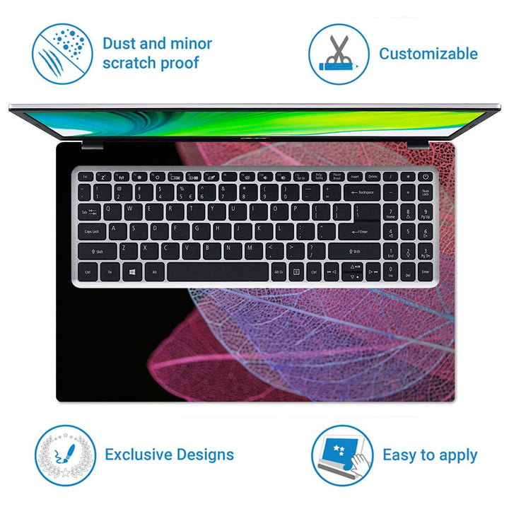 Laptop Skin - Leaf Multicolored Set on a Black Background