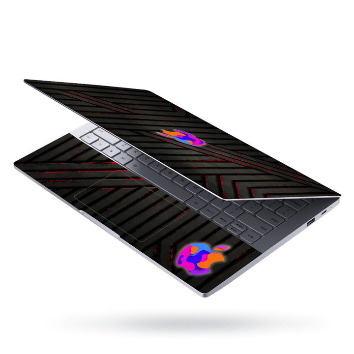 Laptop Skin - Multicolor Apple on Black Bars