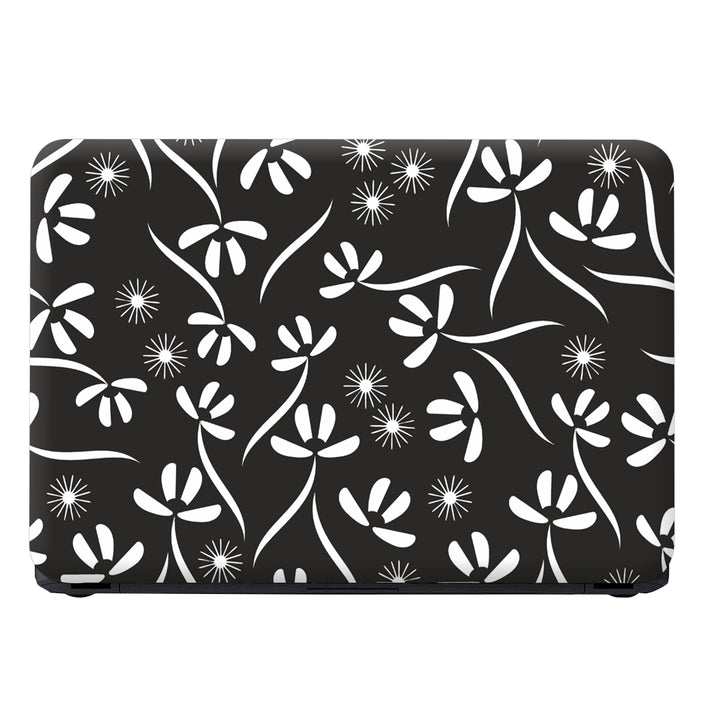 Laptop Skin - White Floral Spiral on Black