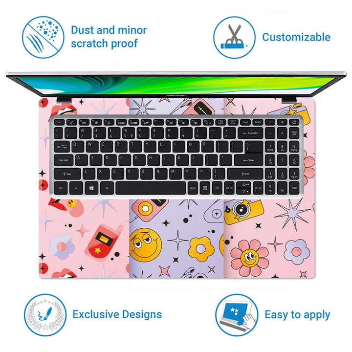 Laptop Skin - Tounge Faces Flower