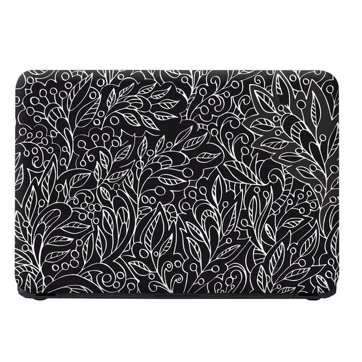 Laptop Skin - White Leaves on Black