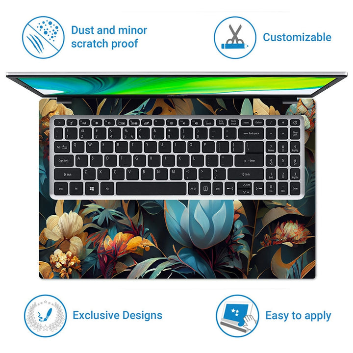 Laptop Skin - Modern Exotic Floral Jungle Pattern