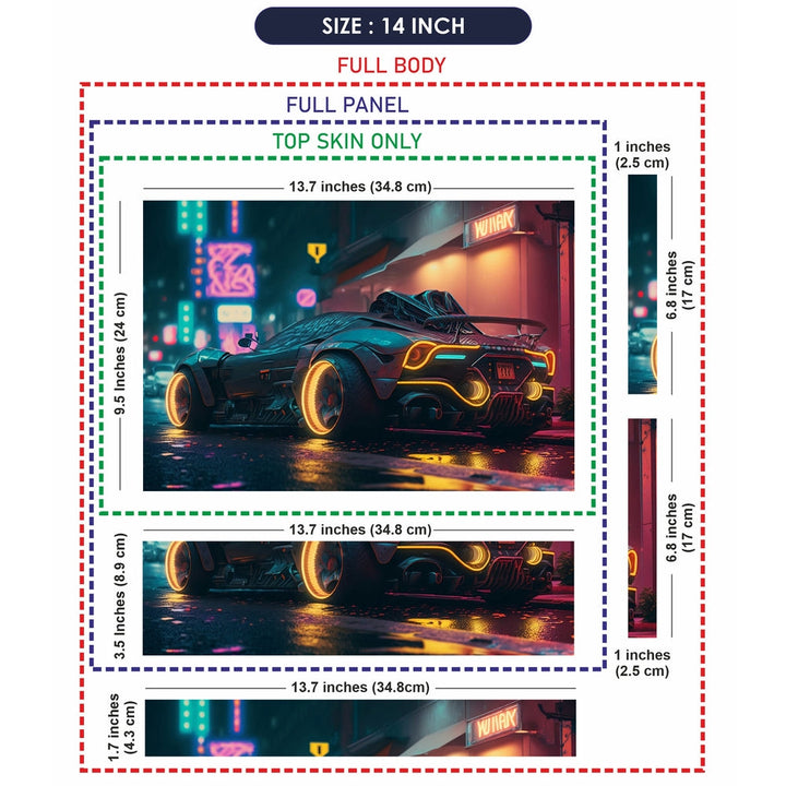 Laptop Skin - Neonlit Cyberpunk City Street Car