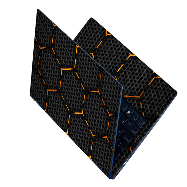 Laptop Skin - Orange Neon Hexagon