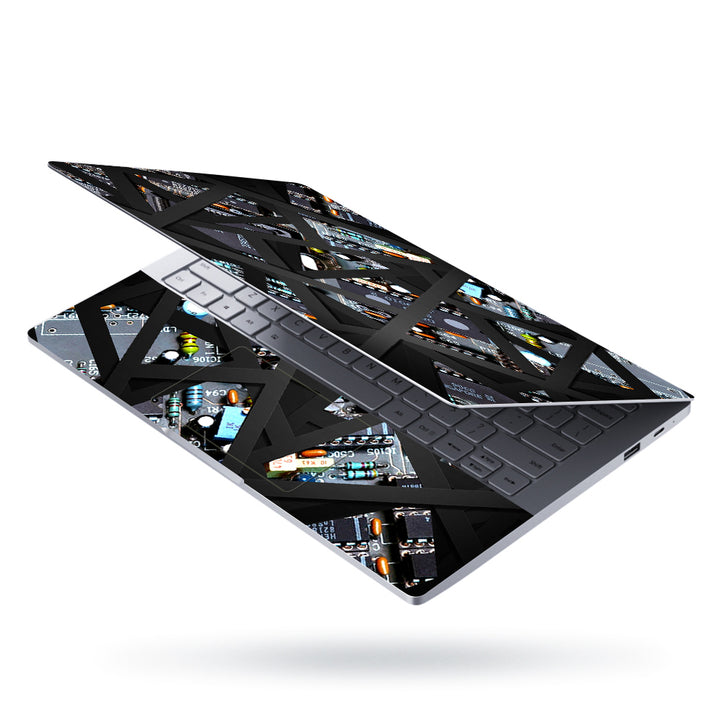 Laptop Skin - Grey Bars on Multicolor Motherboard