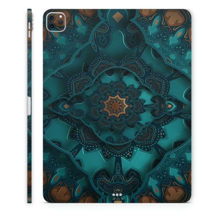 Tablet Skin Wrap - Green Brown Mandala Art