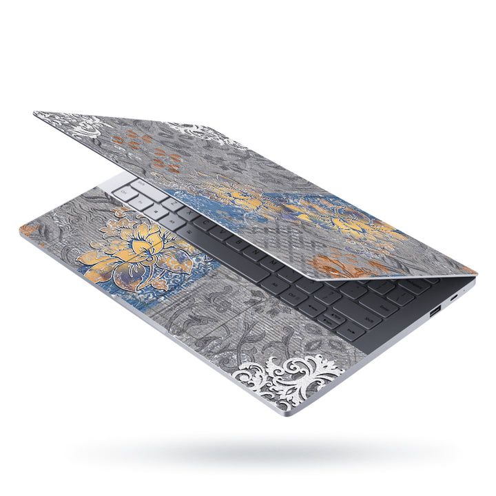 Laptop Skin - Floral Art on Grey Canvas