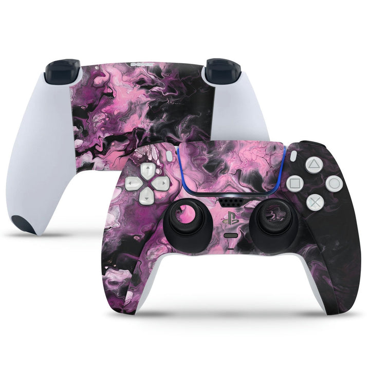 PS5 Controller Skin - Light Megenta Stroke on Stone