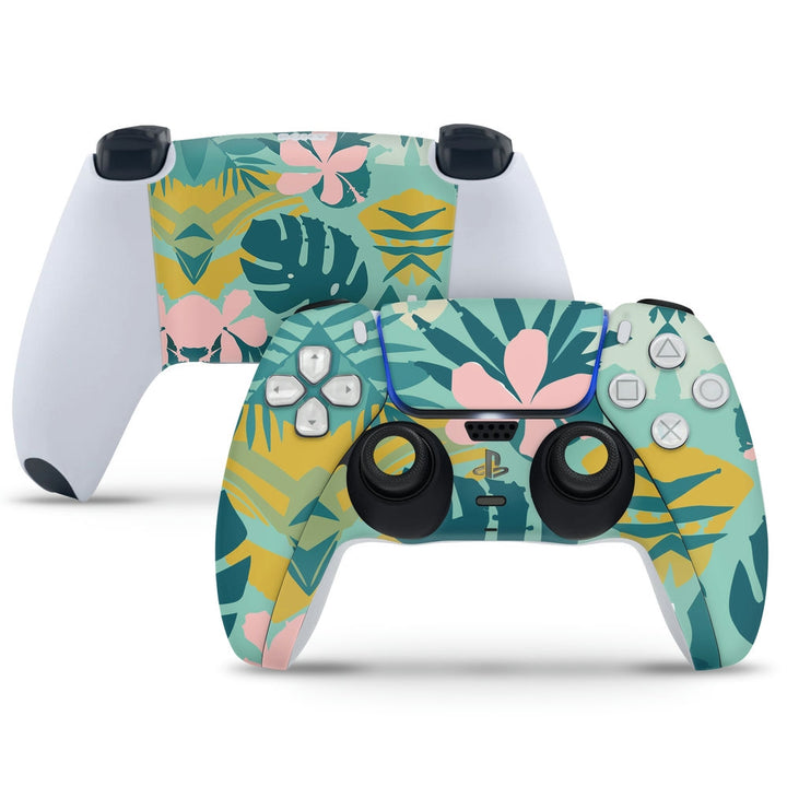 PS5 Controller Skin - Dark Blue Leaf