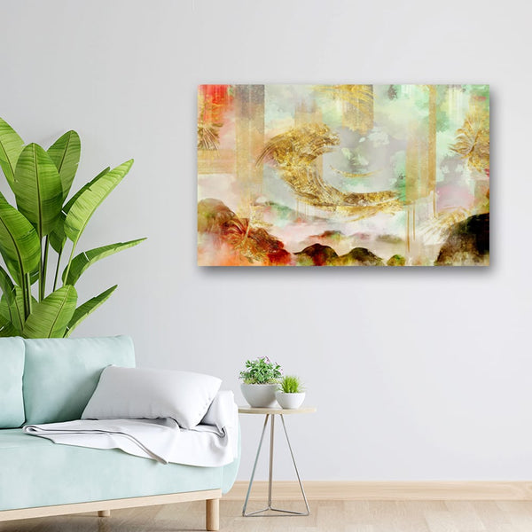 32x20 Canvas Painting - Golden Brush Art