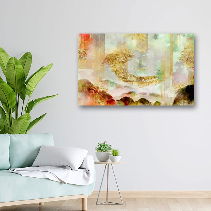 32x20 Canvas Painting - Golden Brush Art