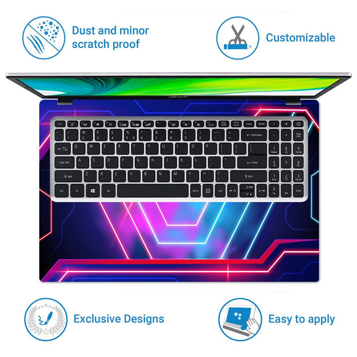 Laptop Skin - Abstract Neon Lights Background Design