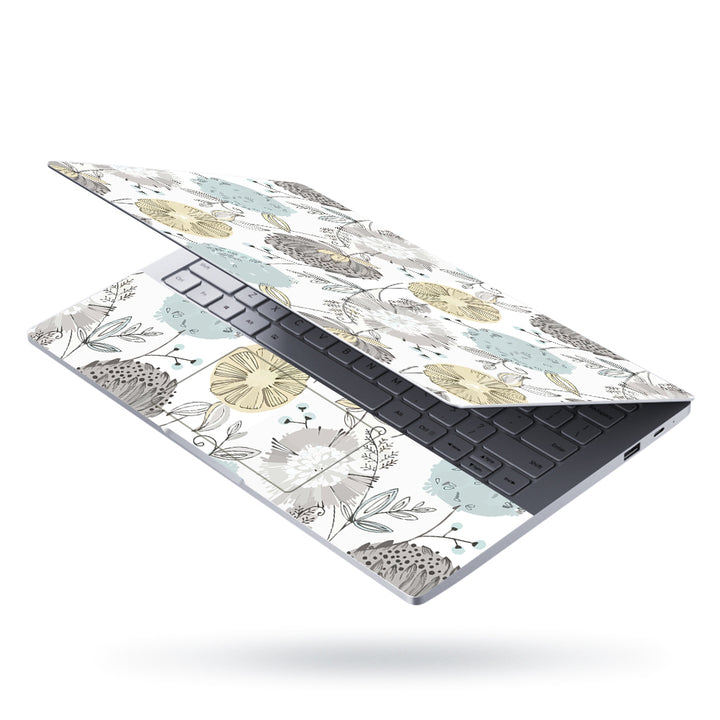 Laptop Skin - Grey Green Cream Blossoms