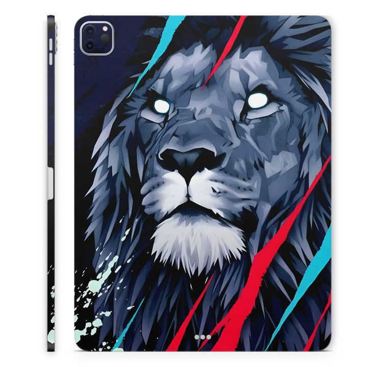 Tablet Skin Wrap - Lion Face Red Cyan Stripes