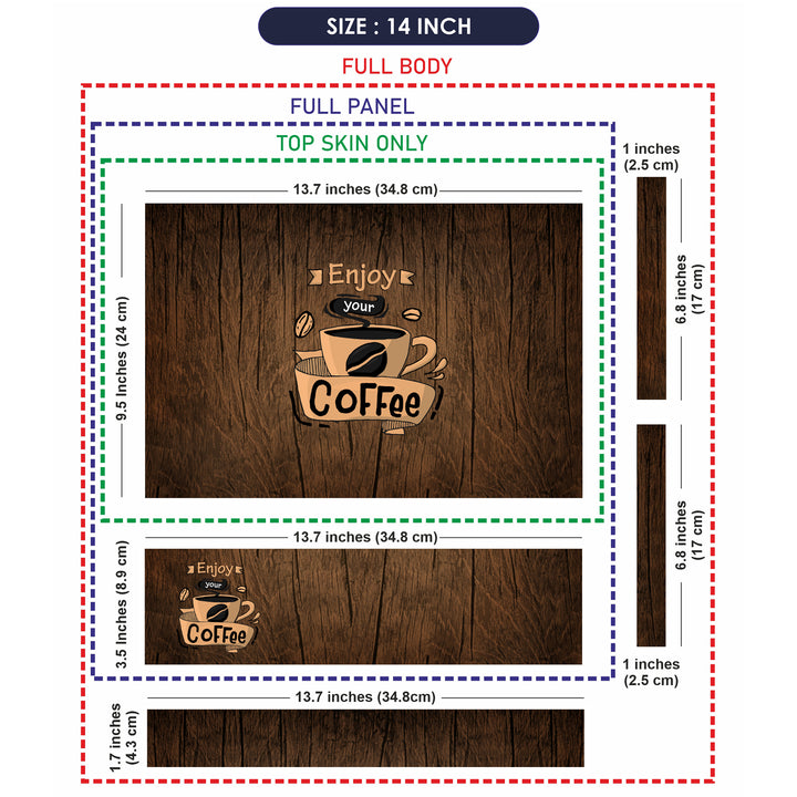 Laptop Skin - Enjoy Your Coffee on Brown Wooden