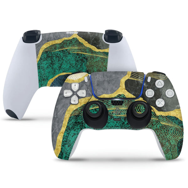 PS5 Controller Skin - Golden Highlighter On Grey Rock