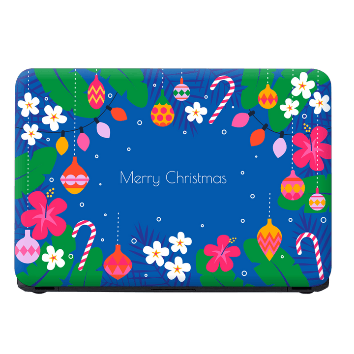 Laptop Skin - Flat Summer Christmas Illustration Cyan