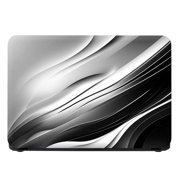 Laptop Skin - Black and White Background Wavy Pattern