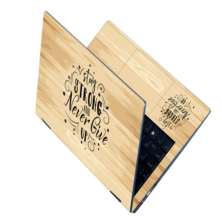 Laptop Skin - Stay Strong on Cream Wooden