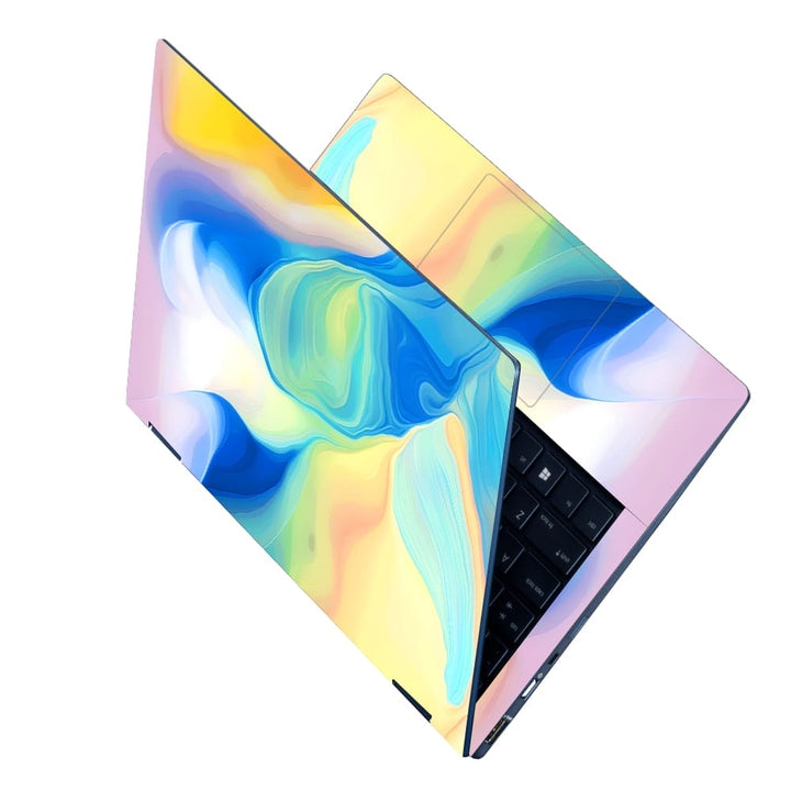 Laptop Skin - Blue Yellow Brush Art