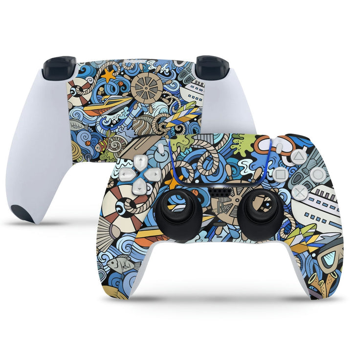 PS5 Controller Skin - Ocean Doodle