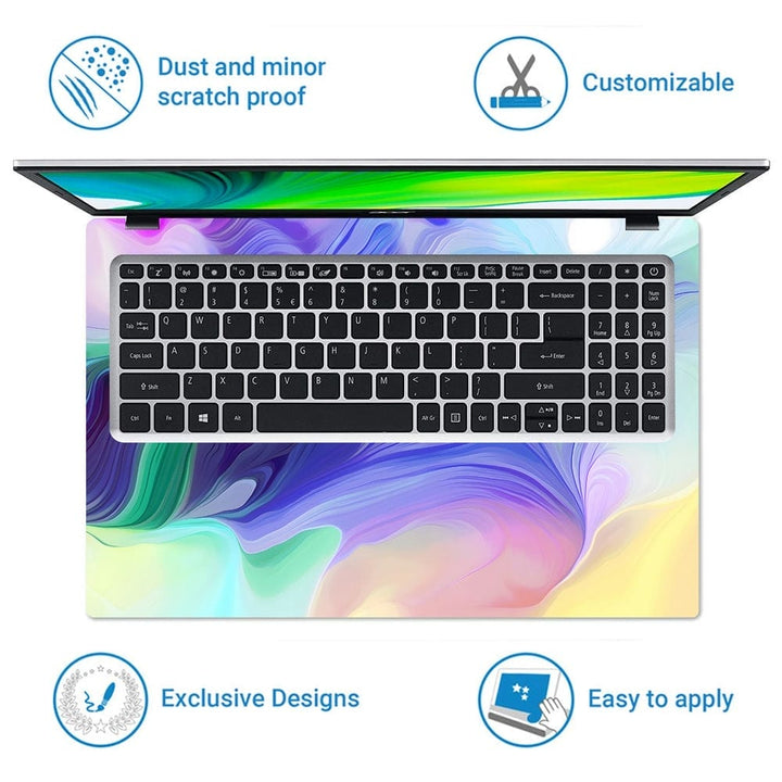 Laptop Skin - Green Blue Cream Brush Art