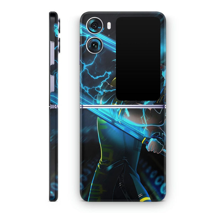 Mobile Skin Wrap - Anime Ninja Fortnite Blue Neon Design