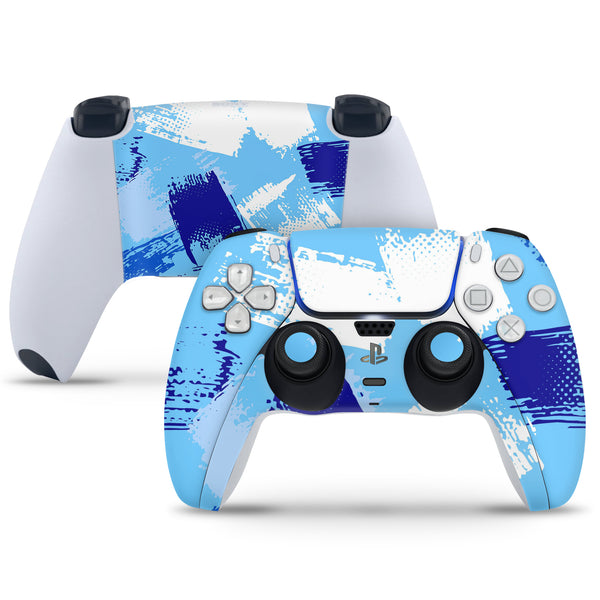 PS5 Controller Skin - Blue Brush Stroke Pattern