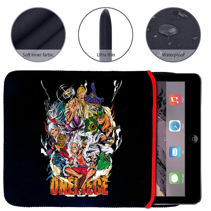 Printed Neoprene Reversible Laptop & Tablet Sleeve - Anime Onepiece Letsgo