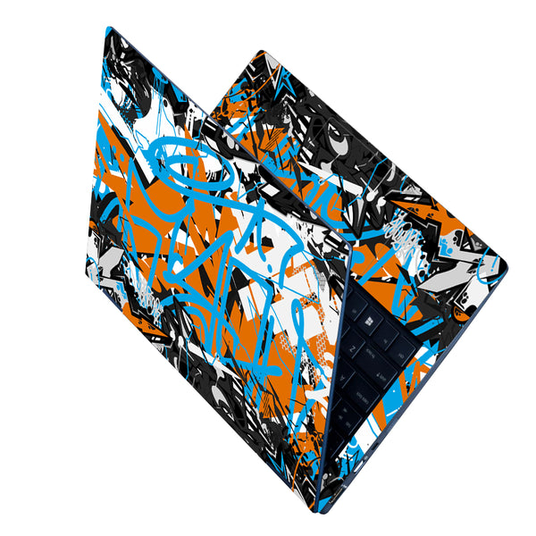 Laptop Skin - Orange Blue Black Graffiti