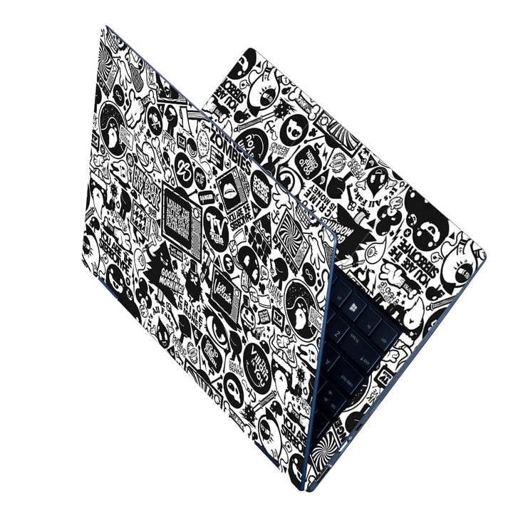 Laptop Skin - Zombies Black White Doodle Art