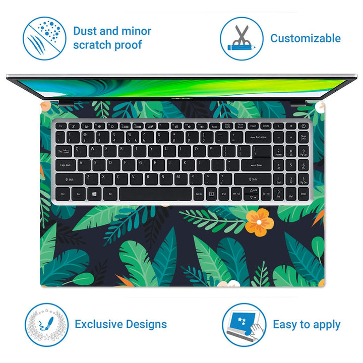 Laptop Skin - Greenish Tropical Leaves