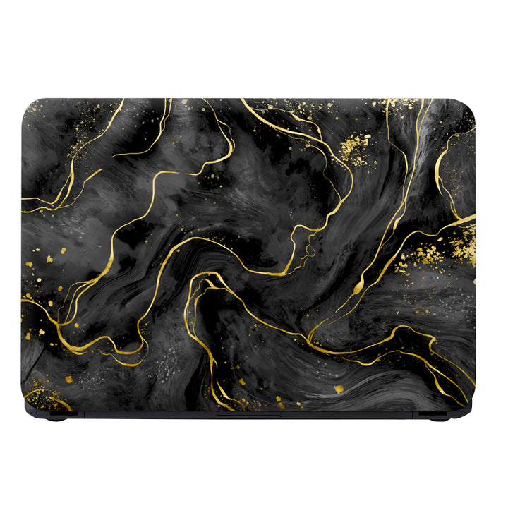 Laptop Skin - Golden Effect on Black Marble