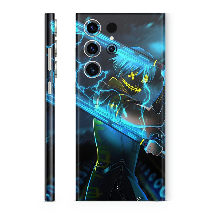 Mobile Skin Wrap - Anime Ninja Fortnite Blue Neon Design