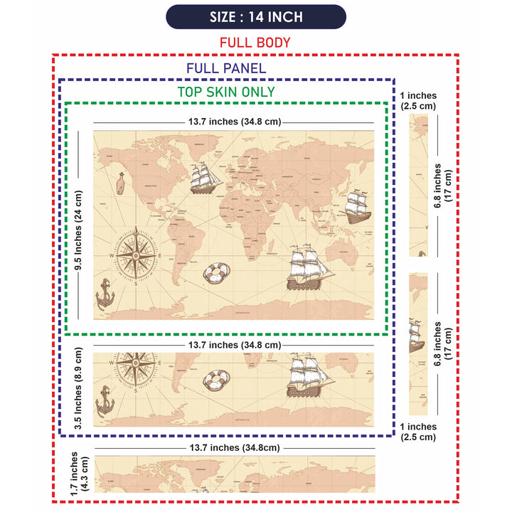 Laptop Skin - Cream Shaded World Map