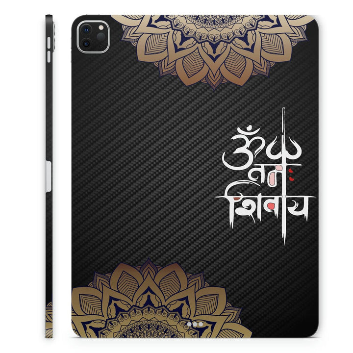 Tablet Skin Wrap - Om Namah Shivay Brown Mandala Art on Black