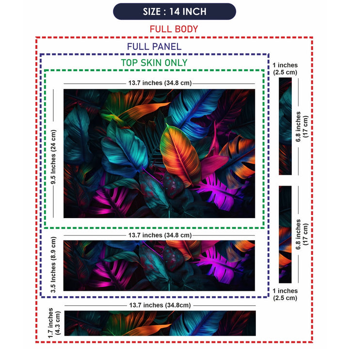 Laptop Skin - Fluorescent Color Layout Made of Tropical Leaves