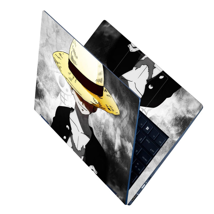 Laptop Skin - Yellow Black Hat Luffy Black Dress One Piece