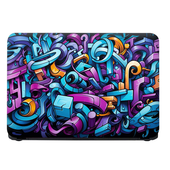 Laptop Skin - Graffiti Wall Design Blue Magenta