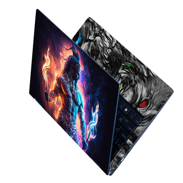 Laptop Skin - Lord Shiva Fire Art Purple Black Shaded