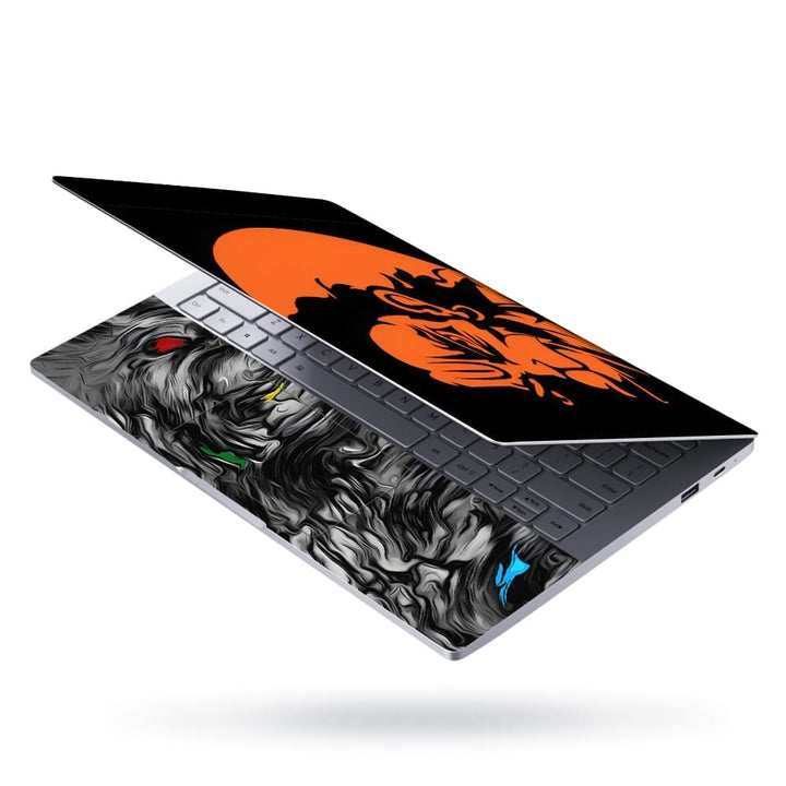 Laptop Skin - Lord Hanuman Black Orange Face