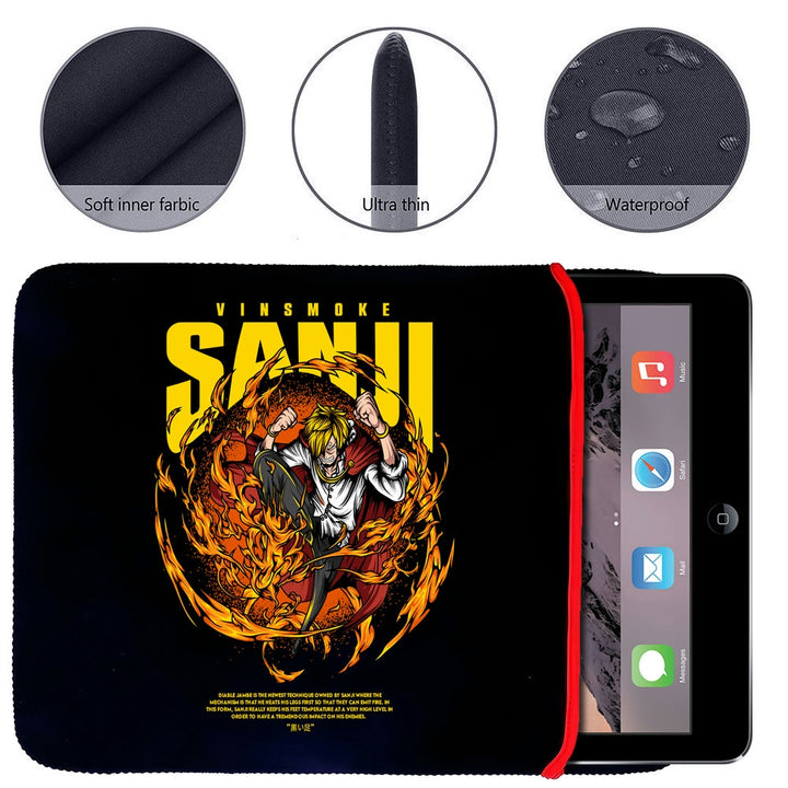 Printed Neoprene Reversible Laptop & Tablet Sleeve - One Piece Sanji DS1